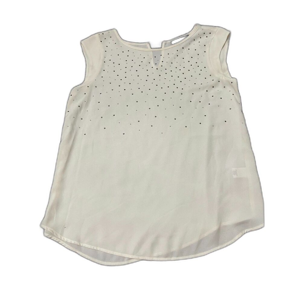 white Apt. 9 sleeveless rhinestone embellished sleeveless blouse tank top M